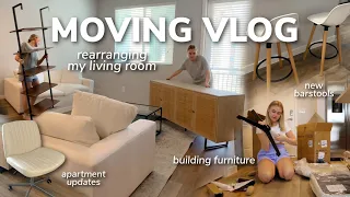 MOVING VLOG #6: building furniture, rearranging my living room, amazon home haul, apartment updates