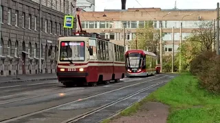 "Парад трамваев" или же простой после ДТП у Комсомольской площади.