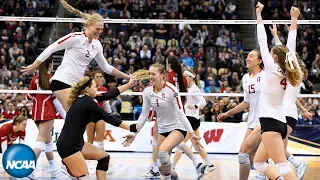 Stanford match point, celebration at 2019 DI women's volleyball championship