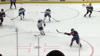 Alex Ovechkin destroys Lyubushkin's stick with his shot in OT vs Sabres (15 mar 2023)