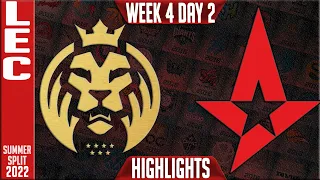 MAD vs AST Highlights | LEC Summer 2022 W4D2 | MAD Lions vs Astralis