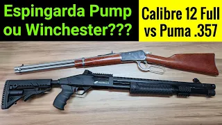Puma 357 Magnum ou 12 PUMP FULL? Espingarda Calibre 12 vs Rifle Winchester, qual o melhor p/ Defesa?