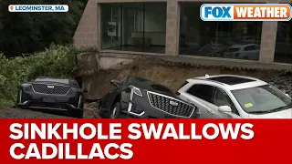 Sinkhole Swallows Cadillacs After Significant Flash Flooding In Massachusetts