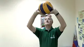 The volleyball training. Overhead passing. How to operate hands?