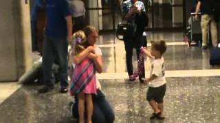 Emotional airport reunion with aunt and her niece and nephew