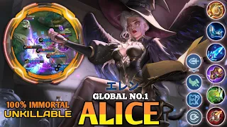 Alice unkillable 100% immortal | Global No.1 Alice by "エレン" ~ Mobile Legends