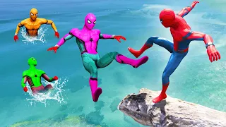 GTA 5 Water Ragdolls Rainbow Spiderman Jumps/Fails (Euphoria Physics | Funny Moments) #2