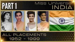 MISS UNIVERSE INDIA | EVERY PLACEMENT 1952-1999