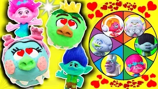 Bridget & King Gristle Play-Doh Drill N Fill Heads Play Trolls Spin The Wheel Game! Learn Colors!