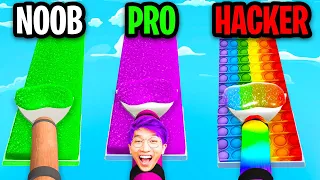 NOOB vs PRO vs HACKER In GLITTER SCRAPE 3D!? (ALL LEVELS! *SATISFYING APP!*)