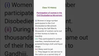 Participation of women in the Civil Disobedience Movement Cbse Exam Class 10