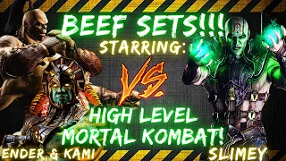 BEEF SETS ft. Ender & Kami vs Slimey! | HIGH LEVEL MORTAL KOMBAT (timestamps in cmt section)