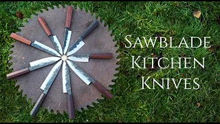 Forging 9 Kitchen Knives from an old Sawblade