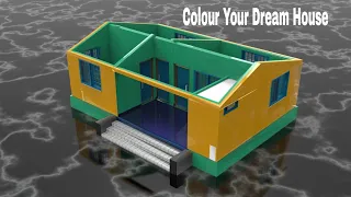 2bhk construction animation village house design | tin shed home plan | colour your dream home
