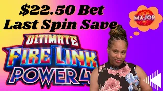 Can a losing Ultimate Fire Link Power 4 Slot Machine session on Max Bet be saved on the last spin?