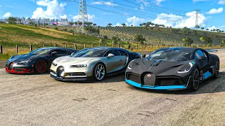 Bugatti Divo vs Bugatti Chiron vs Bugatti Veyron Super Sport | Forza Horizon 5