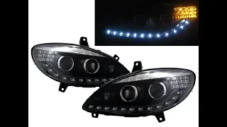 CrazyTheGod V-Class W639 Vito MK2 03-10 VAN LED BAR Headlight Headlamp Black for Mercedes-Benz