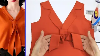 🌺Basic Way to Sew a Beautiful Collar V neck Design in Just 15 Minutes✅️Sewing Techniques