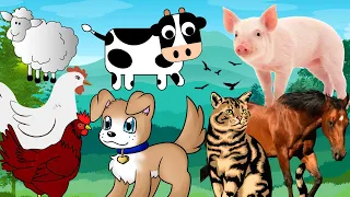 80 LIVE ANIMALS Names & their Sounds :- 👉🔊🔊🔉🔈🔊🔊👈 Farm Animals ,  wild Animals , Domestic Animals  .