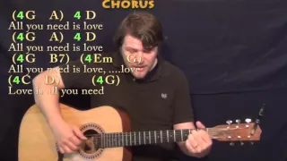 All You Need Is Love (The Beatles) Fingerstyle Guitar Cover Lesson with Chords/Lyrics