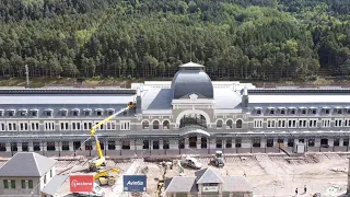 Canfranc Station (Huesca) drone view - 4K - [DJI Mavic Mini Drone] - Drone footage cinematic