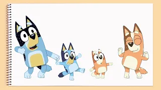 Bluey Family Drawing Tutorial for Kids | Fun and Easy