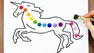Rainbow Unicorn｜Double Exposure Acrylic Painting Step by Step｜Easy Masking Tape Satisfying ASMR #64