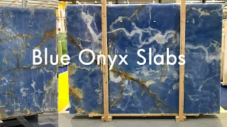 Blue Onyx Slabs for Wholesale in Chinese Marble Stone Shuitou Market