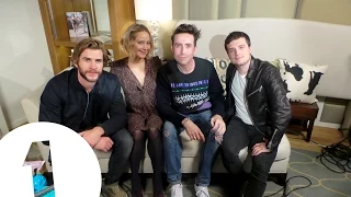 Jennifer Lawrence, Josh Hutcherson & Liam Hemsworth play Hungry Hippos