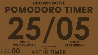 2 Hour Pomodoro, 25 Pomodoro Brown Noise, 뽀모도로 25 브라운 노이즈, 25 Minute Study, 5 Minute Breaks