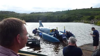 Bluebird K7 hydroplane launch, Loch Fad, Bute