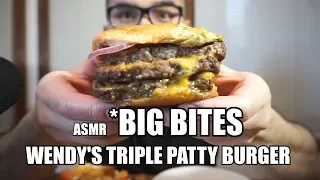 [ ASMR ] WENDY'S TRIPLE PATTY BURGER  *BIG BITES *NO TALKING