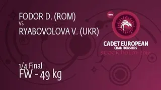 1/4 FW - 49 kg: V. RYABOVOLOVA (UKR) df. D. FODOR (ROM), 6-5