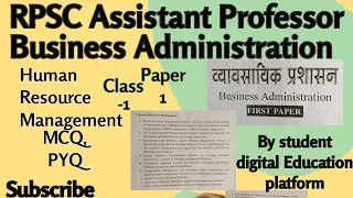 Rpsc Assistant Professor BADM  Paper first Human Resource Management || Business Administration HRM