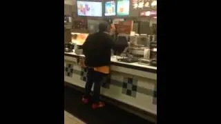 Angry Black Lady Fighting Worker in McDonald's