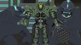 Pacific Rim | Titan Redeemer's battle against Leatherback Kaiju | Animation