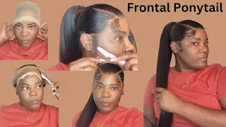 Updo frontal ponytail with three part #hairstyle