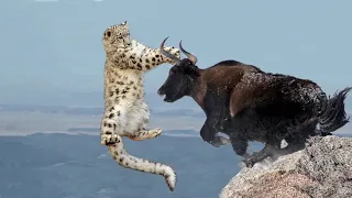 Amazing Mother Wild Yak Save Her Baby From Snow Leopard Hunting | Wolf vs Bison