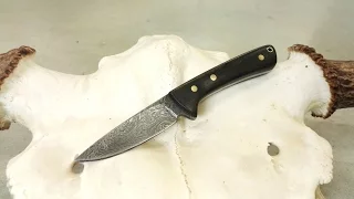 Ebony knife handle for damascus blade