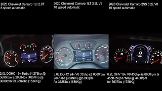 Camaro 2.0T 8 speed VS 3.6L 10 Speed vs 6.2L 10 speed acceleration comparison