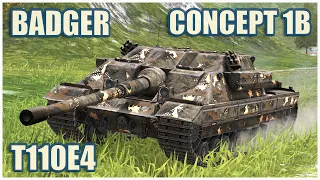 FV217 Badger, T110E4 & Concept 1B • WoT Blitz Gameplay