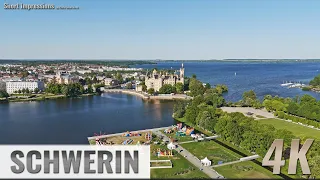 Schwerin, Germany: Burgsee, Schweriner See, Schloss, Kids Fun World - Vorwärtsflug - 4K UHD - 0228