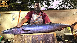 KASIMEDU 🔥 SPEED SELVAM | BIG ARA KOLA FISH CUTTING | IN KASIMEDU | 4K VIDEO | FF CUTTING 🐠🔪🐟