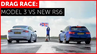 DRAG RACE. 2020 Audi RS6 vs Tesla Model 3 Performance