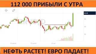 112 000 с утра на московской бирже.  Курс евро падает в пропасть! Доллар падает! Нефть растет!