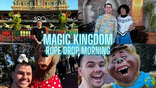 Magic Kingdom Rope Drop Morning - Classic Rides & Character Greets! Florida Vlog Christmas