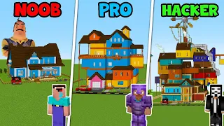Minecraft NOOB vs PRO vs HACKER: HELLO NEIGHBOR HOUSE BUILD CHALLENGE / Animation