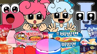 Convenience Store PINK BLUE Food Real Life Humanized Alphabet Lore P vs I MUKBANG | ANIMATION | ASMR