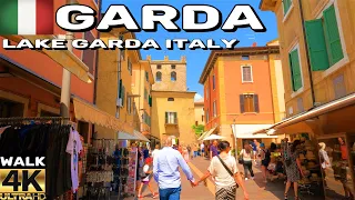 WALKING TOUR OF GARDA, LAKE GARDA ITALY. SUNNY CITY CENTER AND PROMENADE. 4K UHD 60FPS. MAY 2023