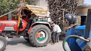 Arjun Mahindra 605 30 tons while adding sugarcane tractor tile Shugar cane cutting to Traveling